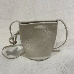 EUC Korean Cream Leather Mini Bucket Bag